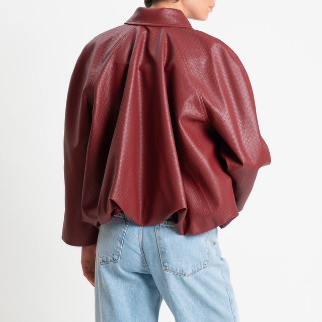 Tensione in-Bomber similpelle texture intrecciato - rosso