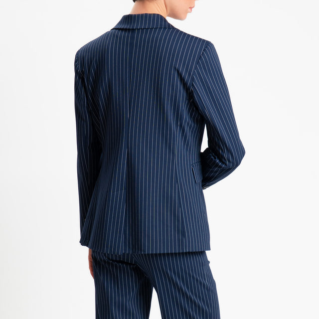 Tensione in-Giacca gessata un bottone - blu