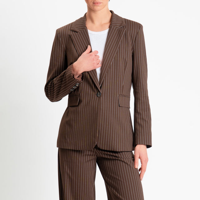 Tensione in-Giacca gessata un bottone - moro