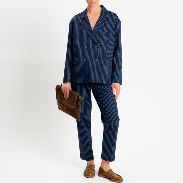 Tensione in-Giacca gessata doppiopetto - blu