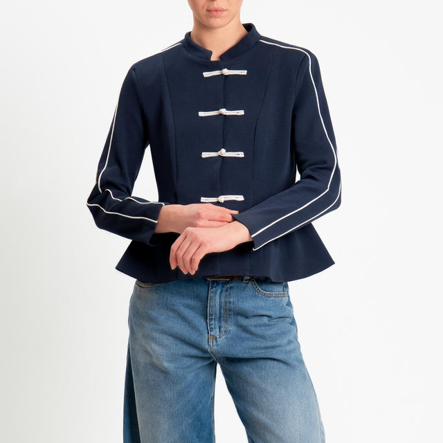 Tensione in-Giacca felpa mandarin - blu/panna