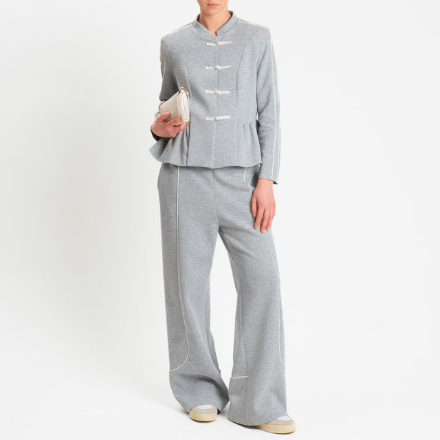 Tensione in-Giacca felpa mandarin - grigio/panna