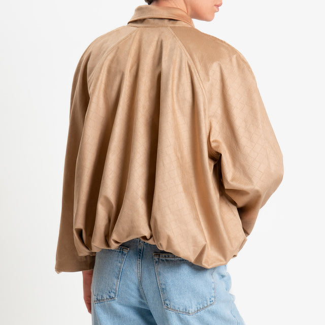 Tensione in-Bomber effetto suede texture intrecciata - beige