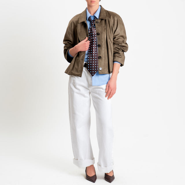 Tensione in-Bomber effetto suede texture intrecciata - militare