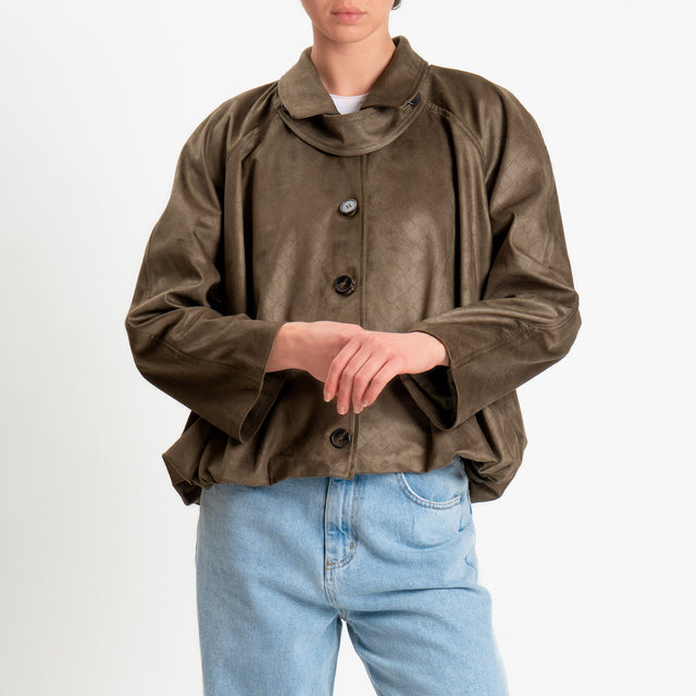 Tensione in-Bomber effetto suede texture intrecciata - militare