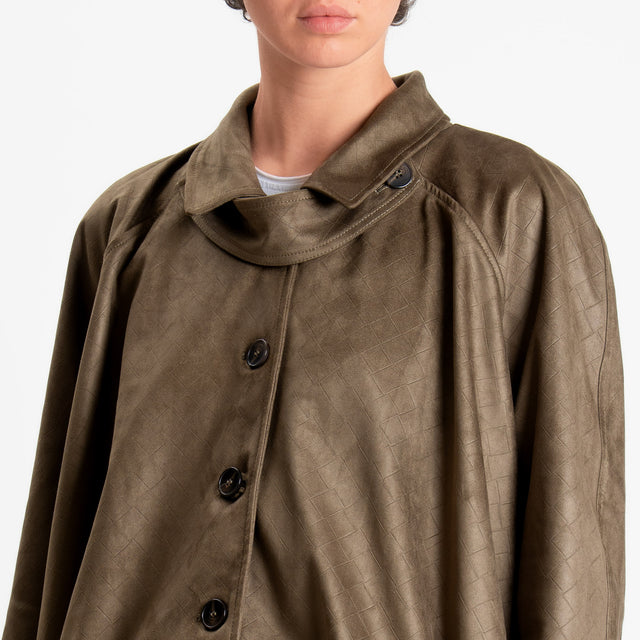 Tensione in-Bomber effetto suede texture intrecciata - militare