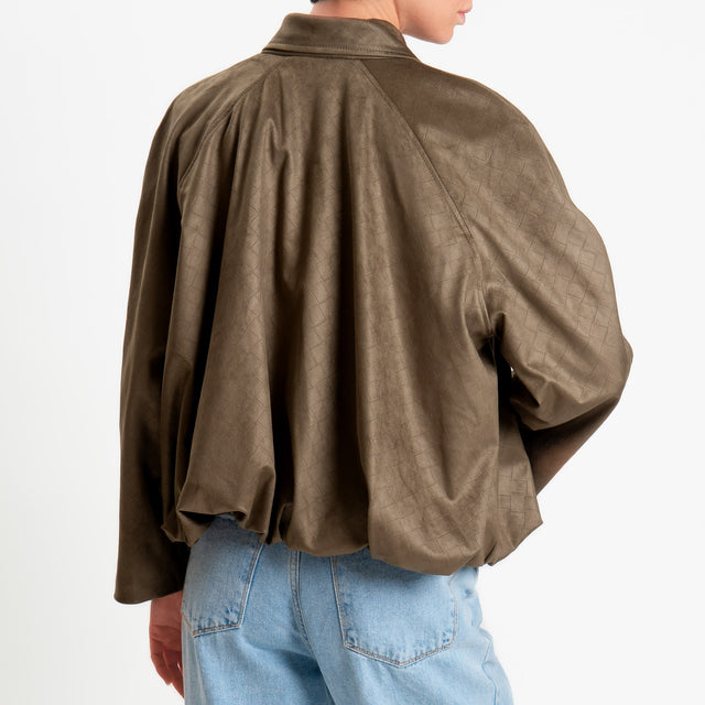 Tensione in-Bomber effetto suede texture intrecciata - militare