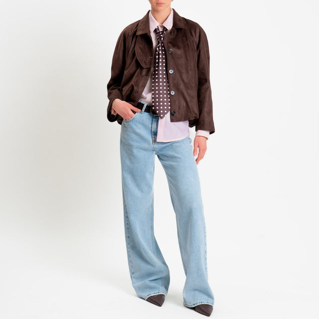 Tensione in-Bomber effetto suede texture intrecciata - moro