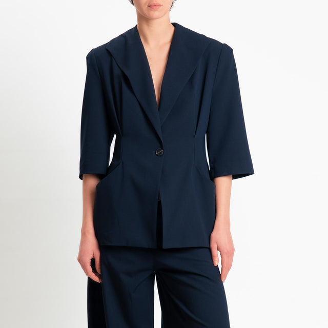 Tensione in-Giacca un bttone mezza manica - blu