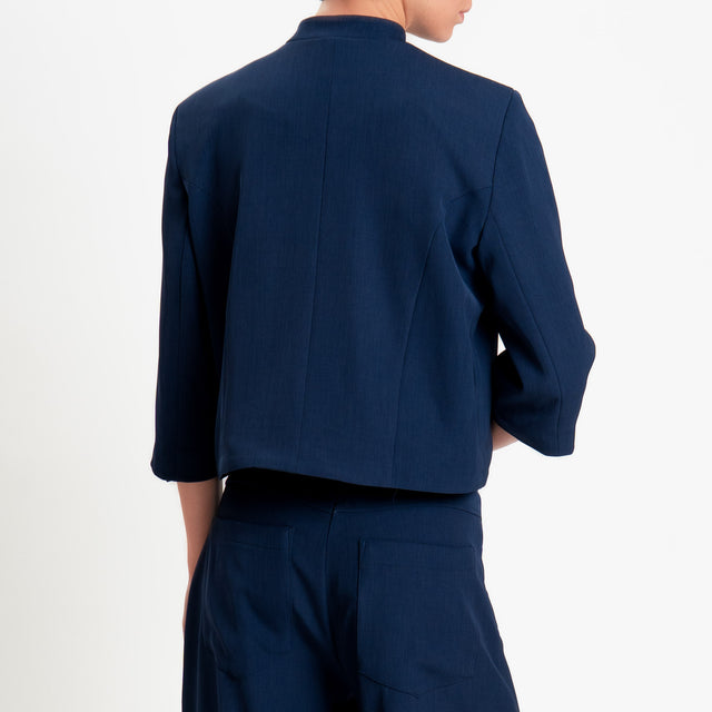 Tensione in-Giacca tessuto fluido chiusura asimmetrica - blu