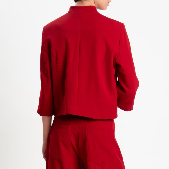 Tensione in-Giacca tessuto fluido chiusura asimmetrica - rosso