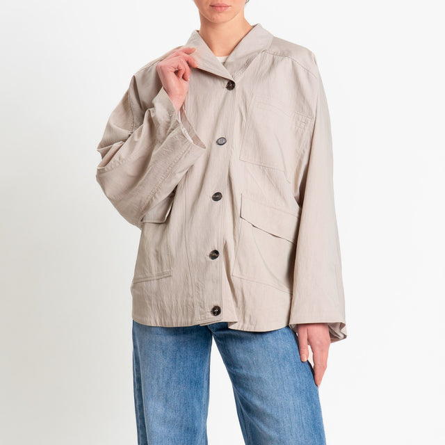 Tensione in-Giacca camicia manica pipistrello - beige