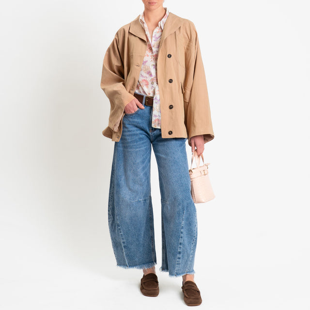 Tensione in-Giacca camicia manica pipistrello - cammello