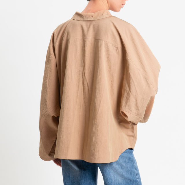 Tensione in-Giacca camicia manica pipistrello - cammello