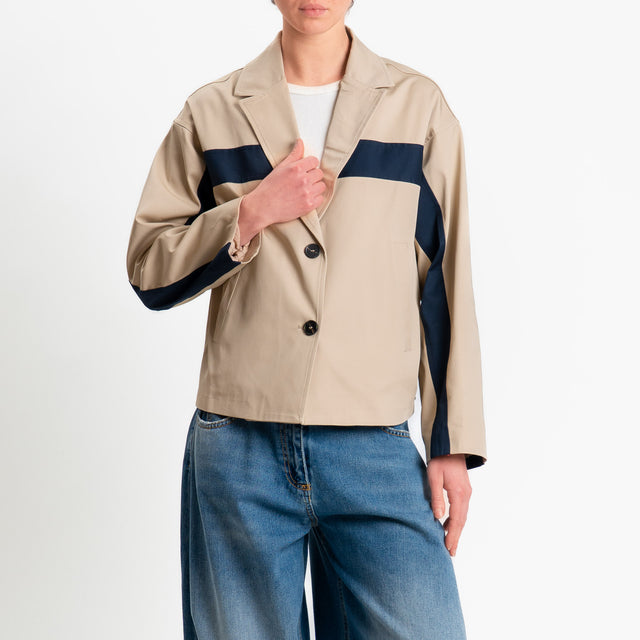 Tensione in-Giacca due bottoni bicolore - sabbia/blu