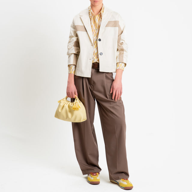 Tensione in-Giacca due bottoni bicolore - vaniglia/sabbia