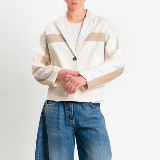 Tensione in-Giacca due bottoni bicolore - vaniglia/sabbia