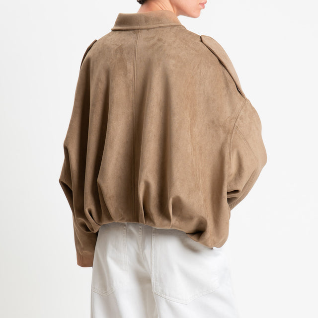 Tensione in-Bomber effetto suede manica ampia - beige