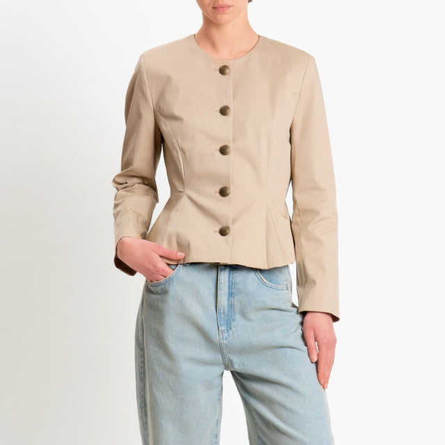 Tensione in-Giacca con spalline in cotone elasticizzato - sabbia