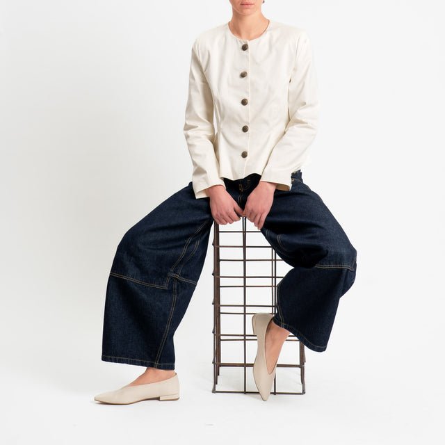 Tensione in-Giacca con spalline in cotone elasticizzato - vaniglia