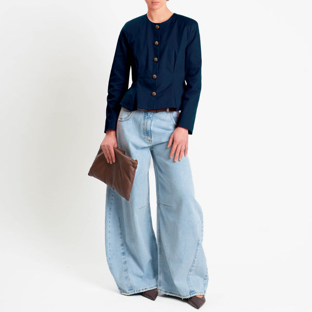 Tensione in-Giacca con spalline in cotone elastici - blu