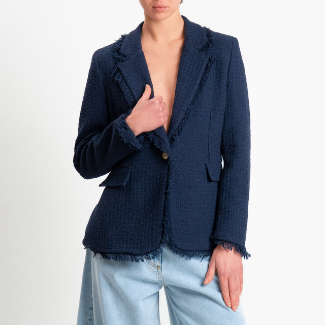 Tensione in-Giacca bouclè un bottone - blu