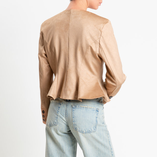 Tensione in-Giacca effetto suede texture intrecciata - beige