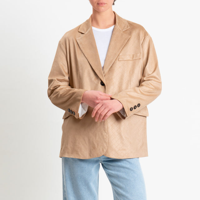 Tensione in-Giacca oversize effetto suede texture - beige