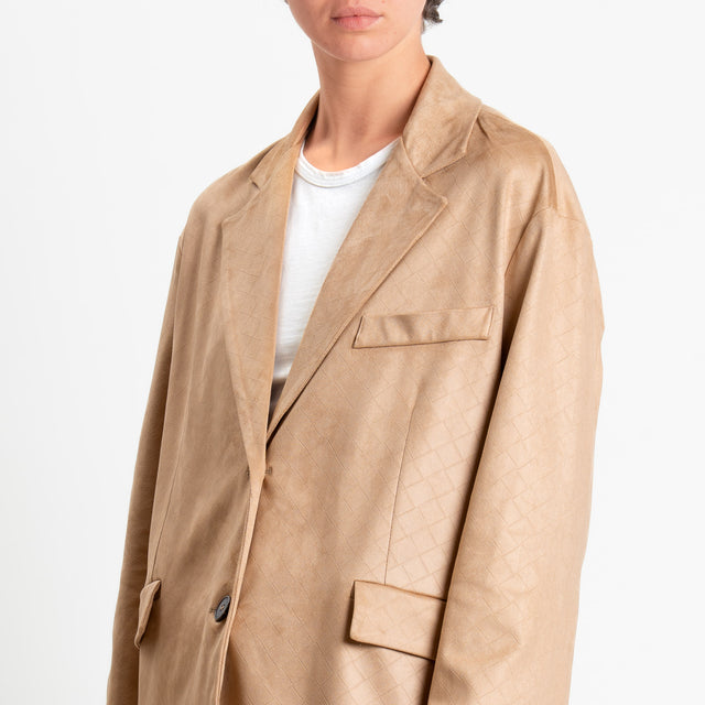 Tensione in-Giacca oversize effetto suede texture - beige