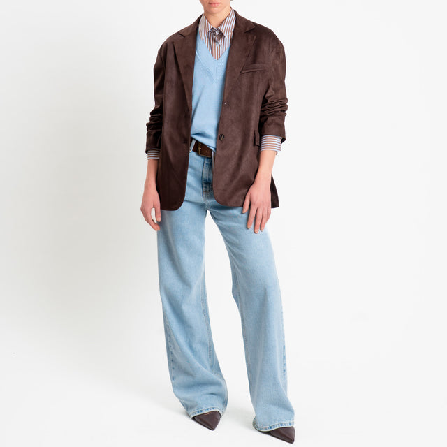 Tensione in-Giacca oversize effetto suede texture - moro