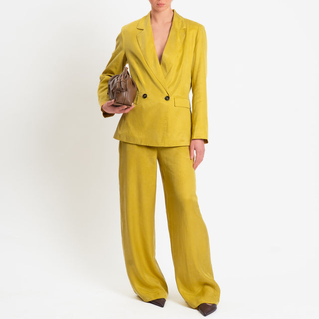 Tensione in-Giacca doppiopetto tessuto cupro - girasole