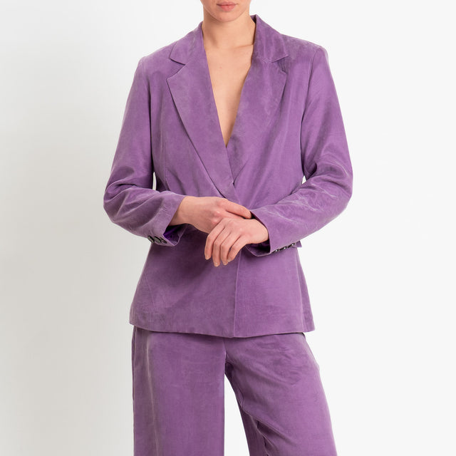 Tensione in-Giacca doppiopetto tessuto cupro - lavanda