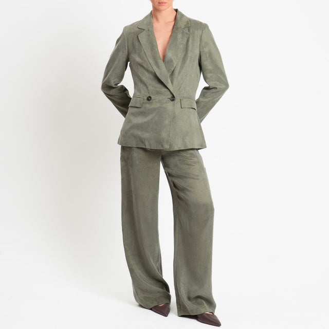 Tensione in-Giacca doppiopetto tessuto cupro - militare