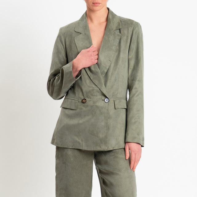 Tensione in-Giacca doppiopetto tessuto cupro - militare