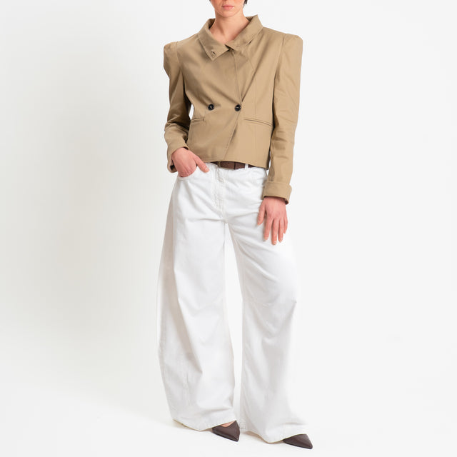 Tensione in-Giacca doppio petto con spalline - beige