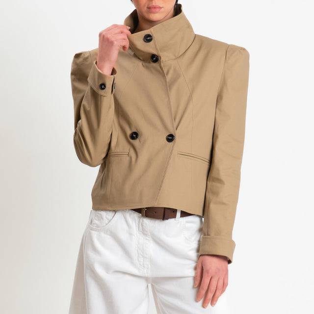 Tensione in-Giacca doppio petto con spalline - beige