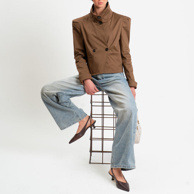 Tensione in-Giacca doppio petto con spalline - moro