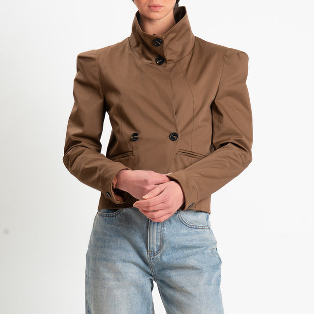 Tensione in-Giacca doppio petto con spalline - moro