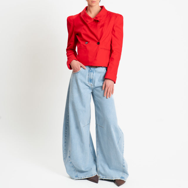 Tensione in-Giacca doppio petto con spalline - rosso