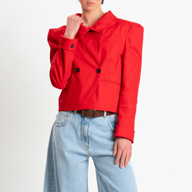 Tensione in-Giacca doppio petto con spalline - rosso