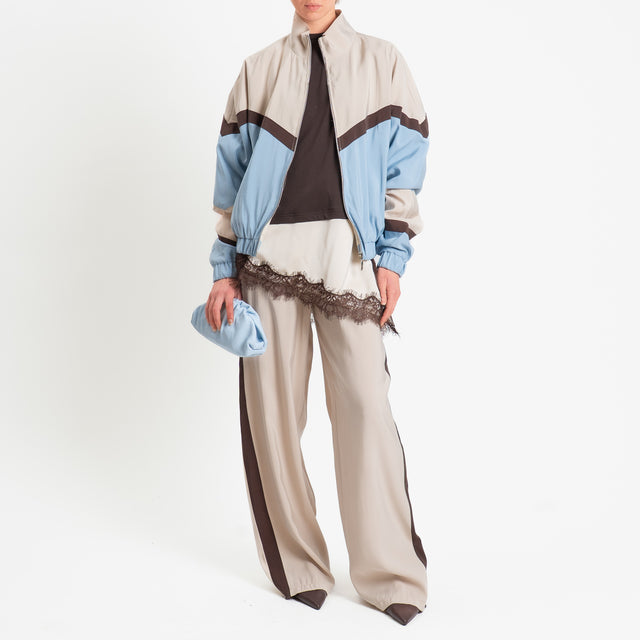 Tensione in-Bomber cupro multicolor - gesso/celeste/moro