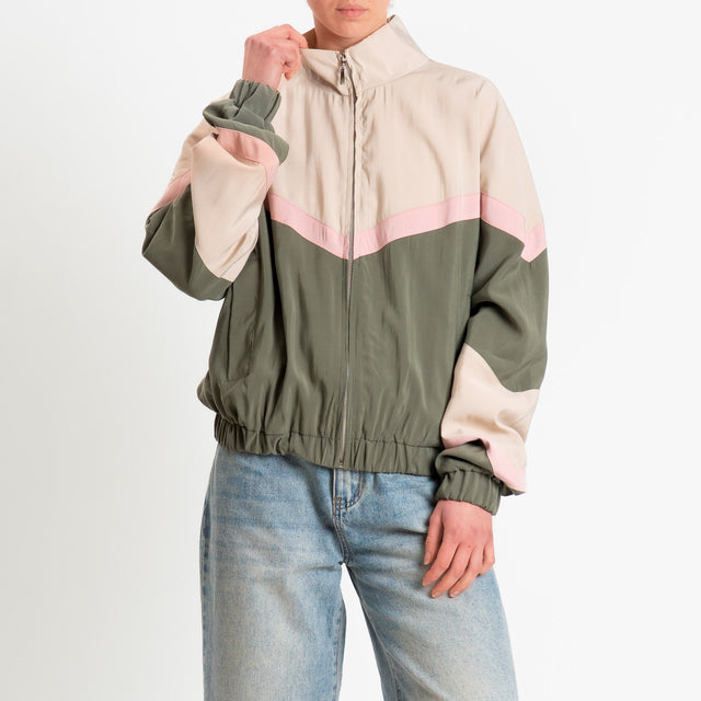 Tensione in-Bomber cupro multicolor - gesso/militare/rosa
