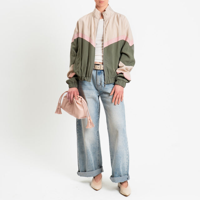 Tensione in-Bomber cupro multicolor - gesso/militare/rosa