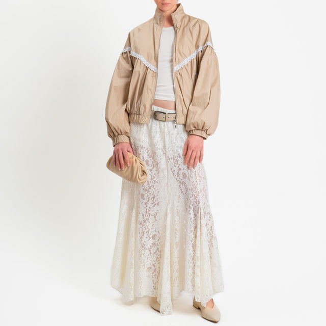Tensione in-Bomber con pizzo manica ampia - beige/latte