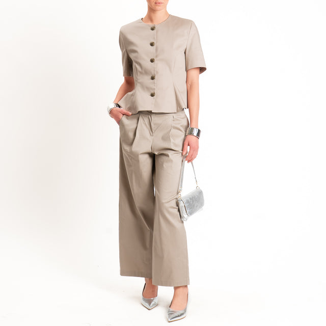 Tensione in-Giacca mezza manica cotone elasticizzato - beige