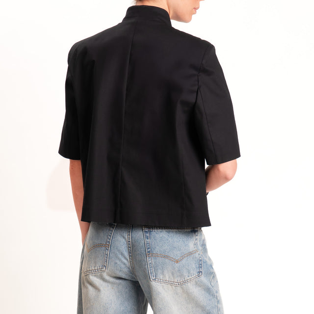 Tensione in-Giacca in cotone asimmetrica - nero