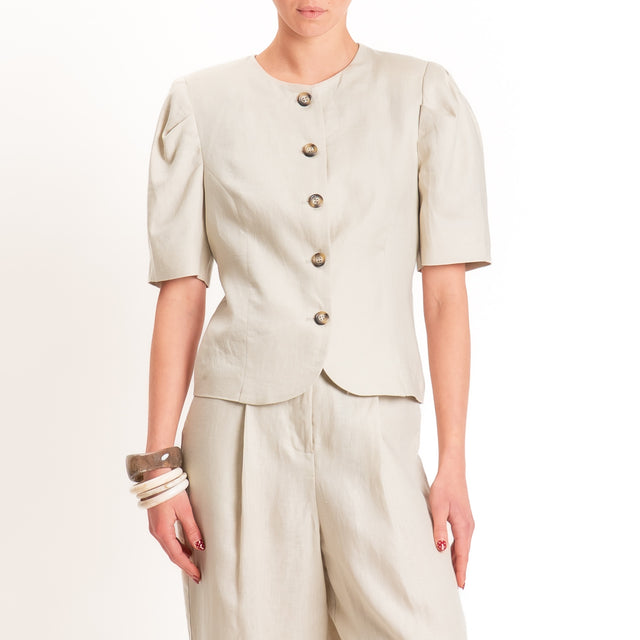 Tensione in-Giacca 100% lino mezza manica con spalline - beige
