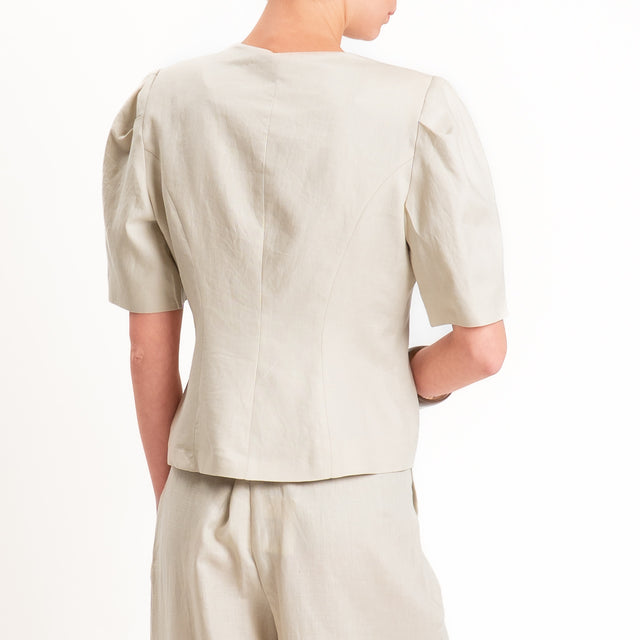 Tensione in-Giacca 100% lino mezza manica con spalline - beige