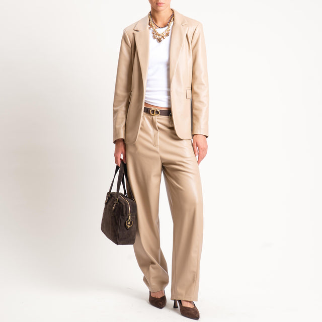 Tensione in- Giacca similpelle un bottone - Beige