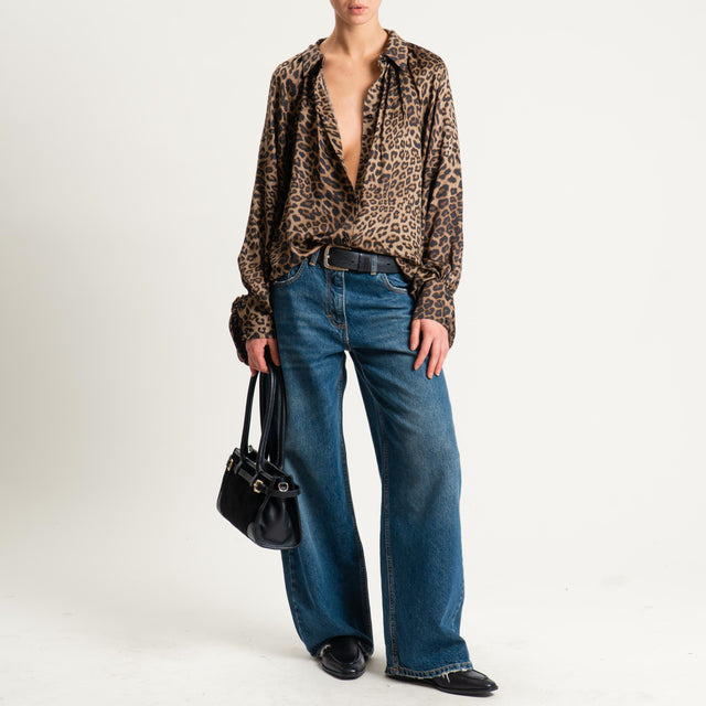 Tensione in-Camicia animalier manica ampia - beige/nero
